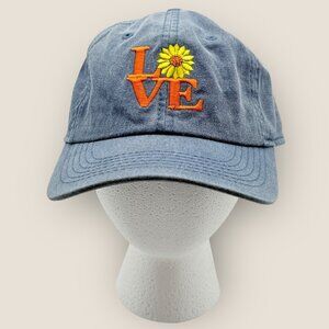 Denim Blue Farmers Almanac Embroidered Love Cap Hat Imperial Adjustable SMALL